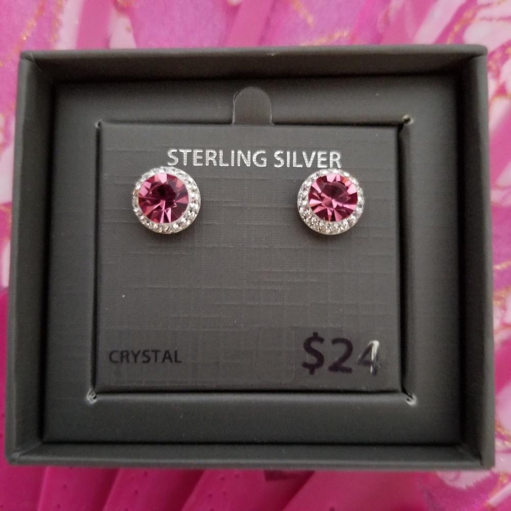 Crystal Halo Earrings 💎 Pink